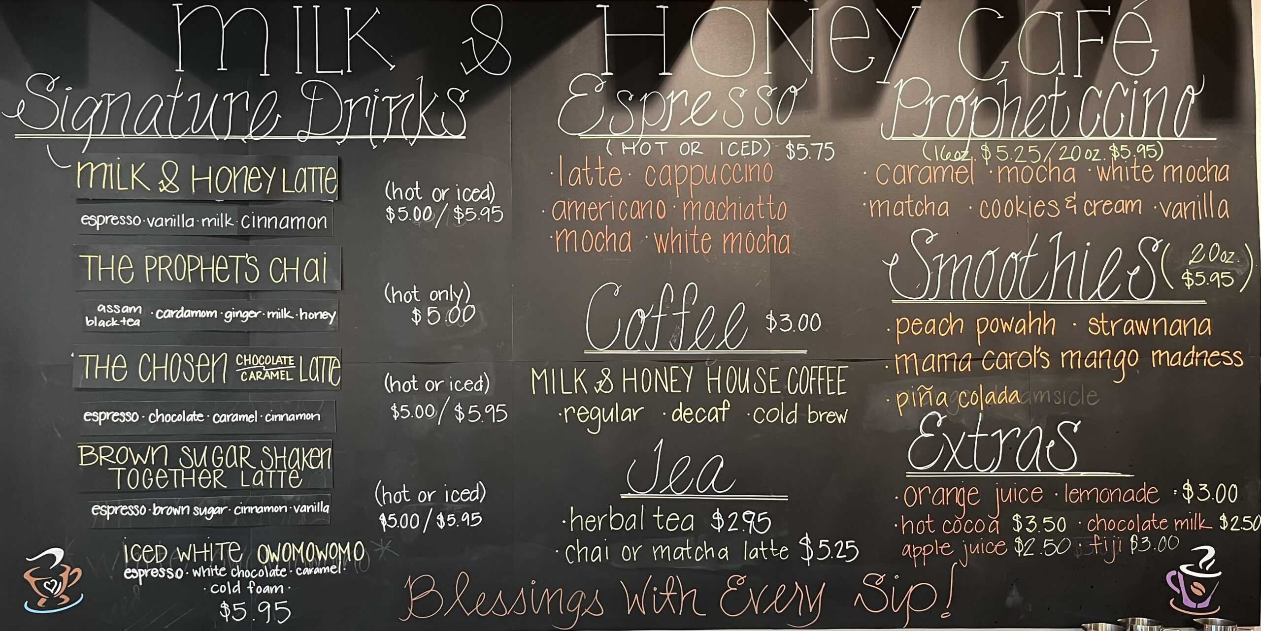 Milkandhoney Menu